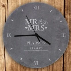 Personalised Mr And Mrs Slate Clock -DUNELM Furniture Shop 30908376 alt01
