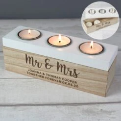 Personalised Free Text Triple Tealight Holder