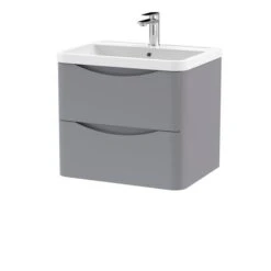 Lunar Wall Mounted 2 Drawer Vanity Unit With Polymarble Basin -DUNELM Furniture Shop 30910239