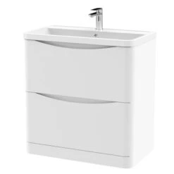 Lunar Floor Standing 2 Drawer Vanity Unit With Polymarble Basin -DUNELM Furniture Shop 30910243