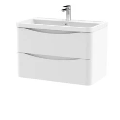 Lunar Wall Mounted 2 Drawer Vanity Unit With Polymarble Basin -DUNELM Furniture Shop 30910253