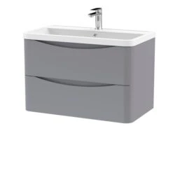 Lunar Wall Mounted 2 Drawer Vanity Unit With Polymarble Basin -DUNELM Furniture Shop 30910254