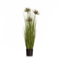 Artificial Papyrus Plant In Black Plastic Plant Pot -DUNELM Furniture Shop 30913542 alt02