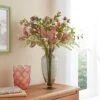 Artificial Floral Bouquet In Curved Glass Vase