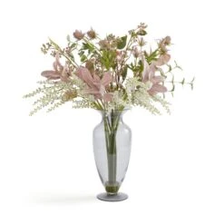 Artificial Floral Bouquet In Curved Glass Vase -DUNELM Furniture Shop 30913775 alt02