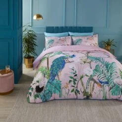 Soiree Peacock Jungle 200 Thread Count Cotton Duvet Cover And Pillowcase Set -DUNELM Furniture Shop 30916018