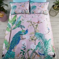 Soiree Peacock Jungle 200 Thread Count Cotton Duvet Cover And Pillowcase Set -DUNELM Furniture Shop 30916018 alt06
