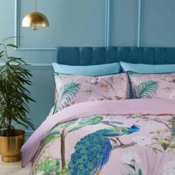 Soiree Peacock Jungle 200 Thread Count Cotton Duvet Cover And Pillowcase Set -DUNELM Furniture Shop 30916046 alt01