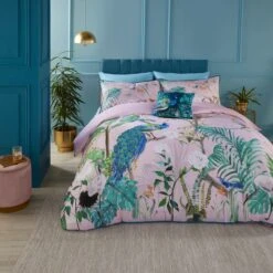 Soiree Peacock Jungle 200 Thread Count Cotton Duvet Cover And Pillowcase Set -DUNELM Furniture Shop 30916054 alt07
