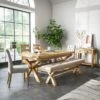 Normandy 6-8 Seater Cross Leg Extendable Dining Table -DUNELM Furniture Shop 30918906