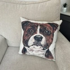 Christine Varley Staffordshire Bull Terrier Square Cushion