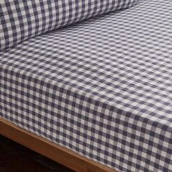 Portloe Gingham Woven Cotton Fitted Sheet -DUNELM Furniture Shop 30921092