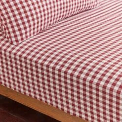 Portloe Gingham Woven Cotton Fitted Sheet -DUNELM Furniture Shop 30921097