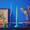 Sophie Robinson Turquoise Twisted Candlestick Holder -DUNELM Furniture Shop 30923169
