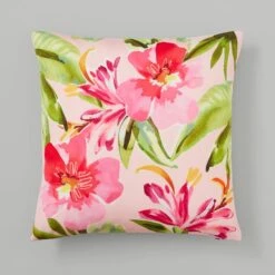 Tropical Pink Outdoor Square Cushion -DUNELM Furniture Shop 30926386 alt02