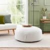 XL Adella Sherpa Ivory Footstool -DUNELM Furniture Shop 30929124