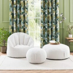 XL Adella Sherpa Ivory Footstool -DUNELM Furniture Shop 30929124 alt05