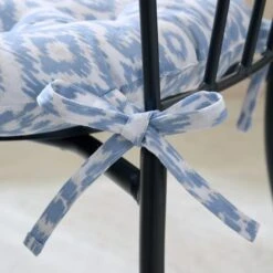 Light Blue Ikat Round Seat Pad -DUNELM Furniture Shop 30931859 alt02