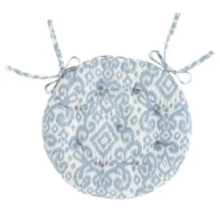 Light Blue Ikat Round Seat Pad -DUNELM Furniture Shop 30931859 alt03