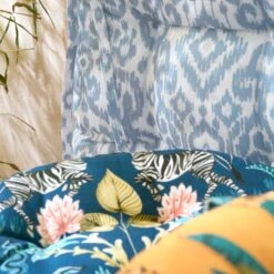 Light Blue Ikat Square Seat Pad 11 Light Blue Ikat Square Seat Pad -DUNELM Furniture Shop 30931864 alt04