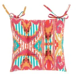 Pink Stripe Ikat Square Seat Pad -DUNELM Furniture Shop 30931895 alt03
