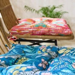 Pink Stripe Ikat Square Seat Pad -DUNELM Furniture Shop 30931895 alt04