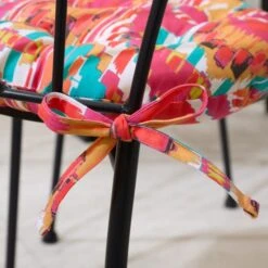 Pink Stripe Ikat Round Seat Pad -DUNELM Furniture Shop 30931910 alt02