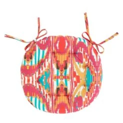 Pink Stripe Ikat Round Seat Pad -DUNELM Furniture Shop 30931910 alt03