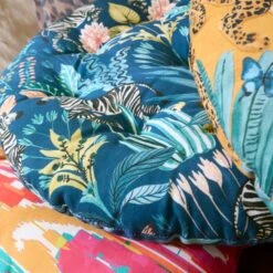 Pink Stripe Ikat Round Seat Pad -DUNELM Furniture Shop 30931910 alt04