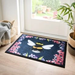 Marvel Floral Bee Washable Doormat -DUNELM Furniture Shop 30933455