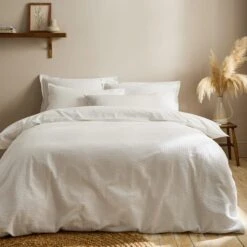Seersucker Woven Cotton Duvet Cover & Pillowcase Set -DUNELM Furniture Shop 30934691