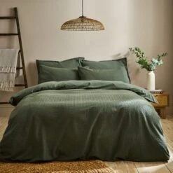 Seersucker Woven Cotton Duvet Cover & Pillowcase Set -DUNELM Furniture Shop 30934693