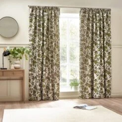 Pomegranate Green Pencil Pleat Curtains -DUNELM Furniture Shop 30935364 alt04