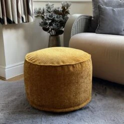 Daro Waffle Round Pouffe -DUNELM Furniture Shop 30958351