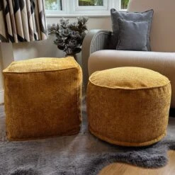 Daro Waffle Round Pouffe -DUNELM Furniture Shop 30958351 alt03