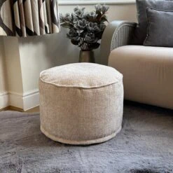 Daro Waffle Round Pouffe -DUNELM Furniture Shop 30958352