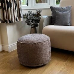 Daro Waffle Round Pouffe -DUNELM Furniture Shop 30958354