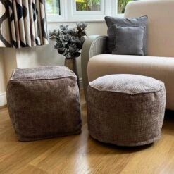 Daro Waffle Round Pouffe -DUNELM Furniture Shop 30958354 alt03