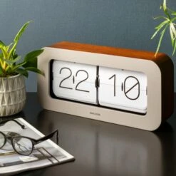 Karlsson Matiz Bamboo Flip Mantel Clock -DUNELM Furniture Shop 30960152