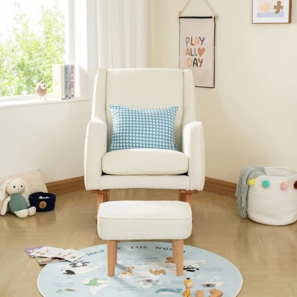 Babymore Ida Boucle Nursing Chair With Stool 4 Babymore Ida Boucle Nursing Chair With Stool - Image 2