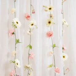 Set Of 6 Artificial Gerbera & Dahlia Droplet Garlands -DUNELM Furniture Shop 30975080