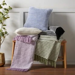 Catherine Lansfield Stab Stitch Throw 125cm X 150cm -DUNELM Furniture Shop 30976442 alt04