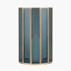 Brass & Smoked Glass Panelled Hurricane Candle Holder -DUNELM Furniture Shop 30983093 alt02