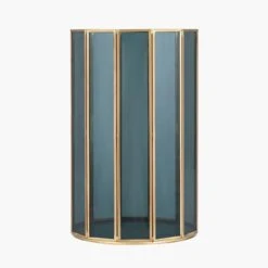 Brass & Smoked Glass Panelled Hurricane Candle Holder -DUNELM Furniture Shop 30983093 alt03