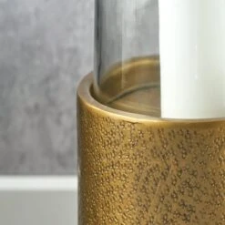 Metal & Glass Pedestal Hurricane Candle Holder -DUNELM Furniture Shop 30983111 alt01