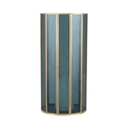 Brass & Smoked Glass Panelled Hurricane Candle Holder -DUNELM Furniture Shop 30983161 alt02
