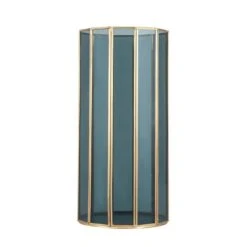 Brass & Smoked Glass Panelled Hurricane Candle Holder -DUNELM Furniture Shop 30983161 alt03