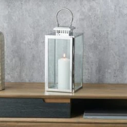 Metal & Glass Rectangular Lantern -DUNELM Furniture Shop 30983162