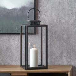 Metal & Glass Rectangular Lantern -DUNELM Furniture Shop 30983164