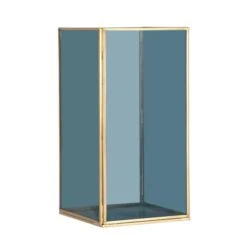 Brass & Smoked Glass Panelled Square Hurricane Candle Holder -DUNELM Furniture Shop 30983187 alt01